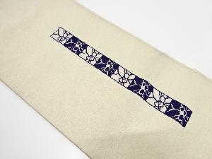枡に花模様　刺繍　名古屋帯